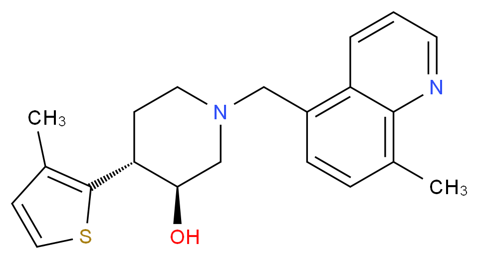 (3S*,4R*)-1-[(8-methylquinolin-5-yl)methyl]-4-(3-methyl-2-thienyl)piperidin-3-ol_分子结构_CAS_)