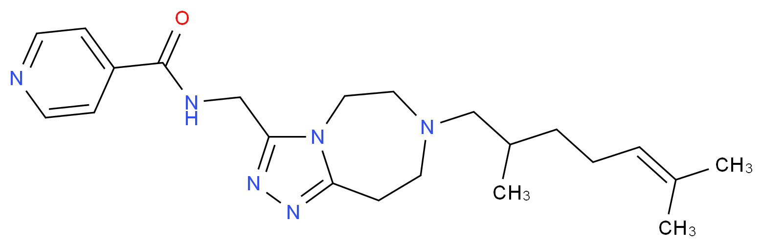 N-{[7-(2,6-dimethyl-5-hepten-1-yl)-6,7,8,9-tetrahydro-5H-[1,2,4]triazolo[4,3-d][1,4]diazepin-3-yl]methyl}isonicotinamide_分子结构_CAS_)