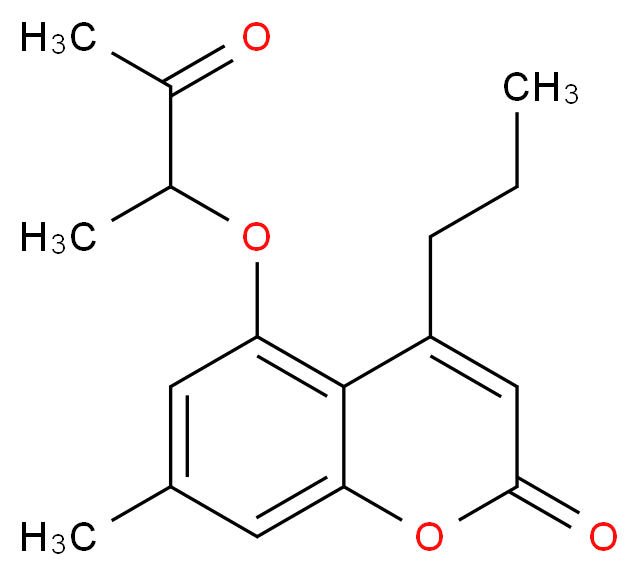 7-methyl-5-[(3-oxobutan-2-yl)oxy]-4-propyl-2H-chromen-2-one_分子结构_CAS_314742-59-1