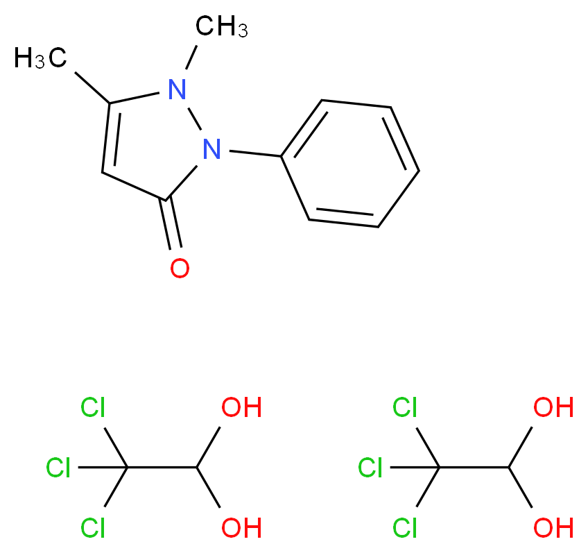 1,5-dimethyl-2-phenyl-2,3-dihydro-1H-pyrazol-3-one; bis(2,2,2-trichloroethane-1,1-diol)_分子结构_CAS_480-30-8