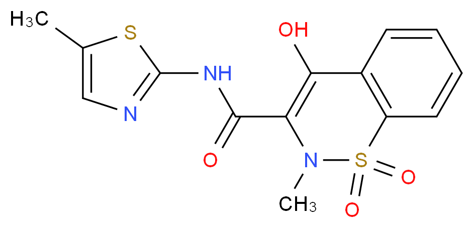 4-hydroxy-2-methyl-N-(5-methylthiazol-2-yl)-2H-benzo[e][1,2]thiazine-3-carboxamide 1,1-dioxide_分子结构_CAS_)