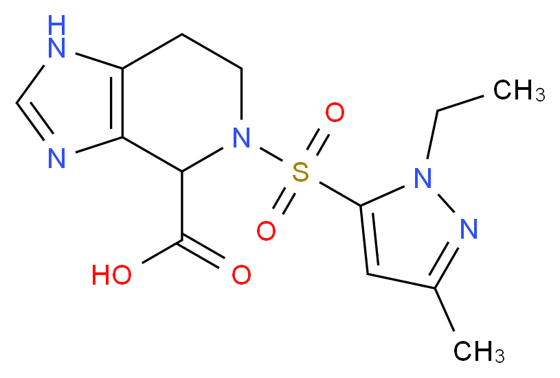5-[(1-ethyl-3-methyl-1H-pyrazol-5-yl)sulfonyl]-4,5,6,7-tetrahydro-1H-imidazo[4,5-c]pyridine-4-carboxylic acid_分子结构_CAS_)