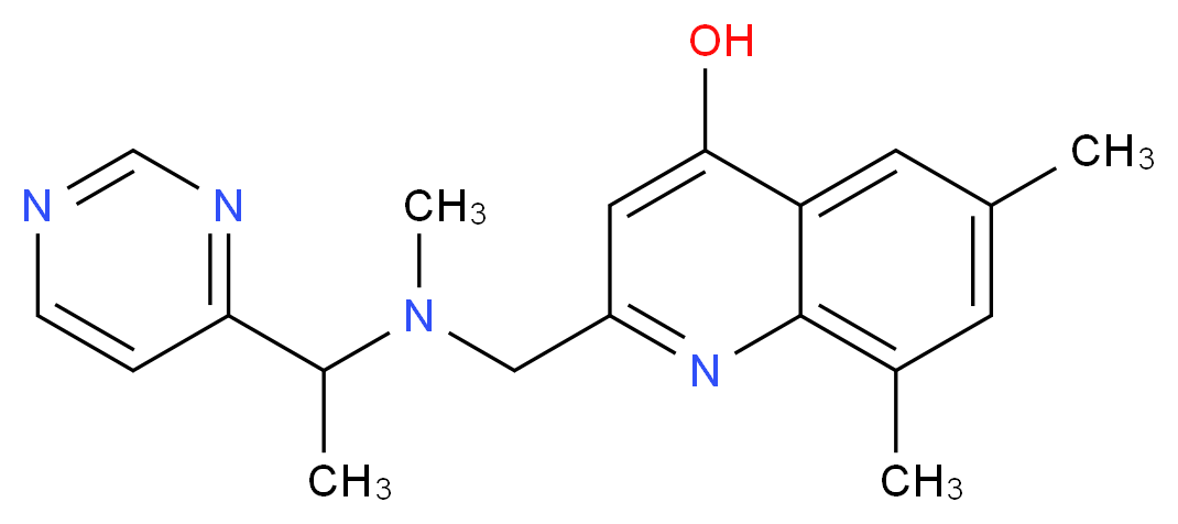 6,8-dimethyl-2-{[methyl(1-pyrimidin-4-ylethyl)amino]methyl}quinolin-4-ol_分子结构_CAS_)