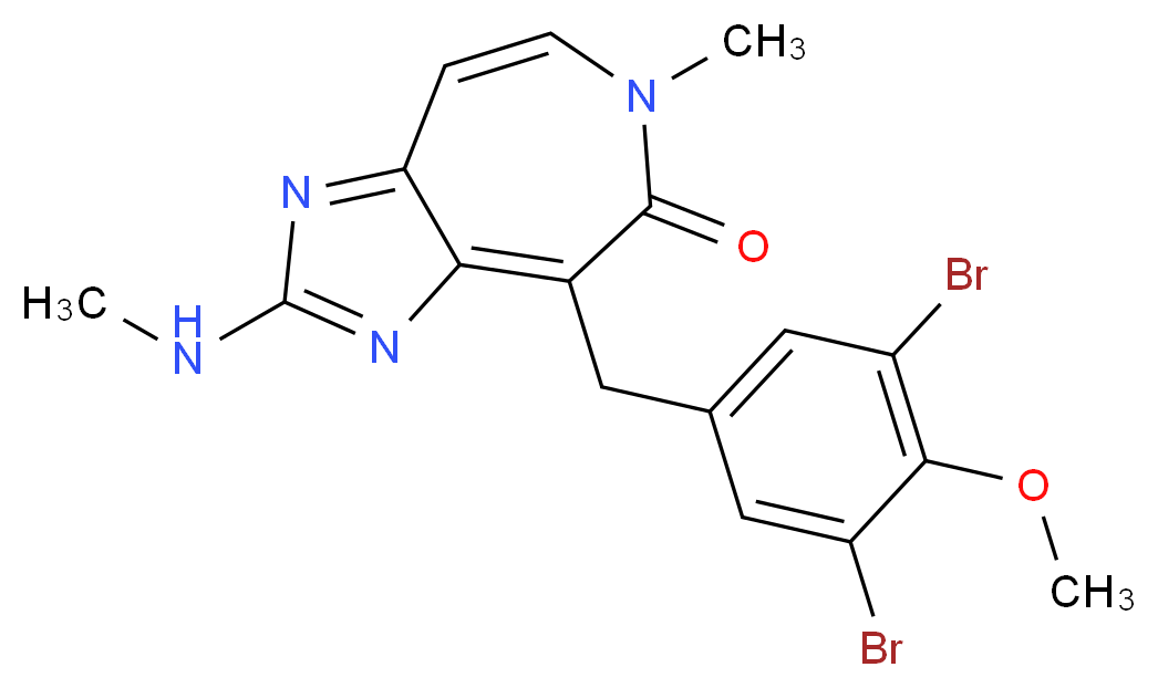 4-[(3,5-dibromo-4-methoxyphenyl)methyl]-6-methyl-2-(methylamino)-5H,6H-imidazo[4,5-d]azepin-5-one_分子结构_CAS_634151-15-8