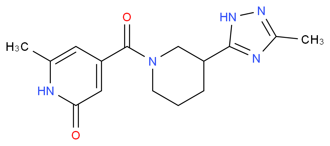 6-methyl-4-{[3-(3-methyl-1H-1,2,4-triazol-5-yl)piperidin-1-yl]carbonyl}pyridin-2(1H)-one_分子结构_CAS_)