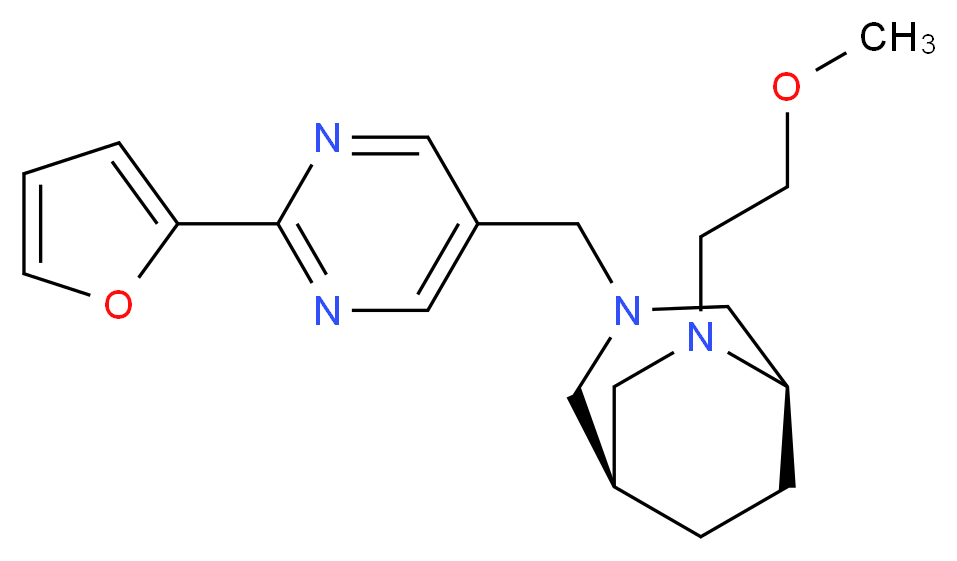 (1S*,5R*)-3-{[2-(2-furyl)-5-pyrimidinyl]methyl}-6-(2-methoxyethyl)-3,6-diazabicyclo[3.2.2]nonane_分子结构_CAS_)