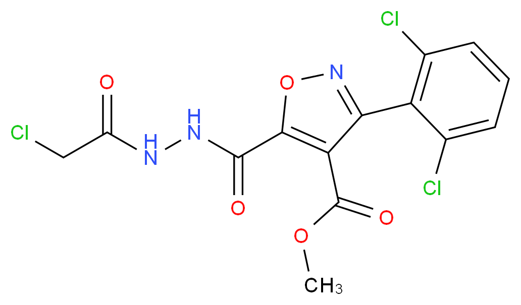 methyl 5-{[2-(2-chloroacetyl)hydrazino]carbonyl}-3-(2,6-dichlorophenyl)isoxazole-4-carboxylate_分子结构_CAS_)