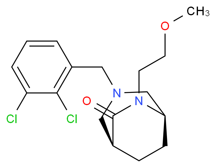 (1S*,5R*)-3-(2,3-dichlorobenzyl)-6-(2-methoxyethyl)-3,6-diazabicyclo[3.2.2]nonan-7-one_分子结构_CAS_)