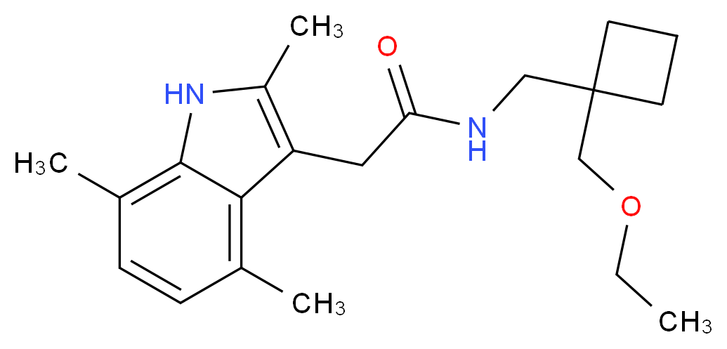 N-{[1-(ethoxymethyl)cyclobutyl]methyl}-2-(2,4,7-trimethyl-1H-indol-3-yl)acetamide_分子结构_CAS_)