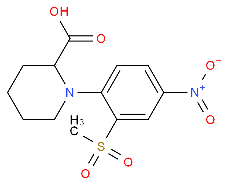 1-[2-(Methylsulfonyl)-4-nitrophenyl]piperidine-2-carboxylic acid_分子结构_CAS_)