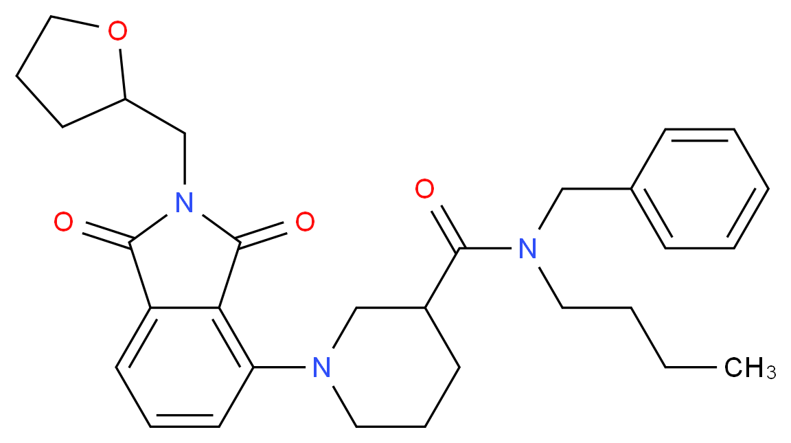 N-benzyl-N-butyl-1-[1,3-dioxo-2-(tetrahydro-2-furanylmethyl)-2,3-dihydro-1H-isoindol-4-yl]-3-piperidinecarboxamide_分子结构_CAS_)