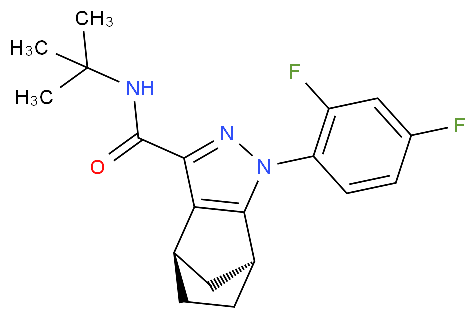 (1S,7R)-N-tert-butyl-3-(2,4-difluorophenyl)-3,4-diazatricyclo[5.2.1.0<sup>2</sup>,<sup>6</sup>]deca-2(6),4-diene-5-carboxamide_分子结构_CAS_916591-01-0