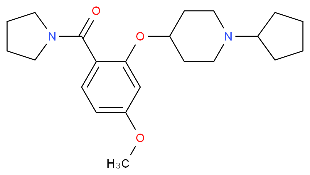 1-cyclopentyl-4-[5-methoxy-2-(1-pyrrolidinylcarbonyl)phenoxy]piperidine_分子结构_CAS_)