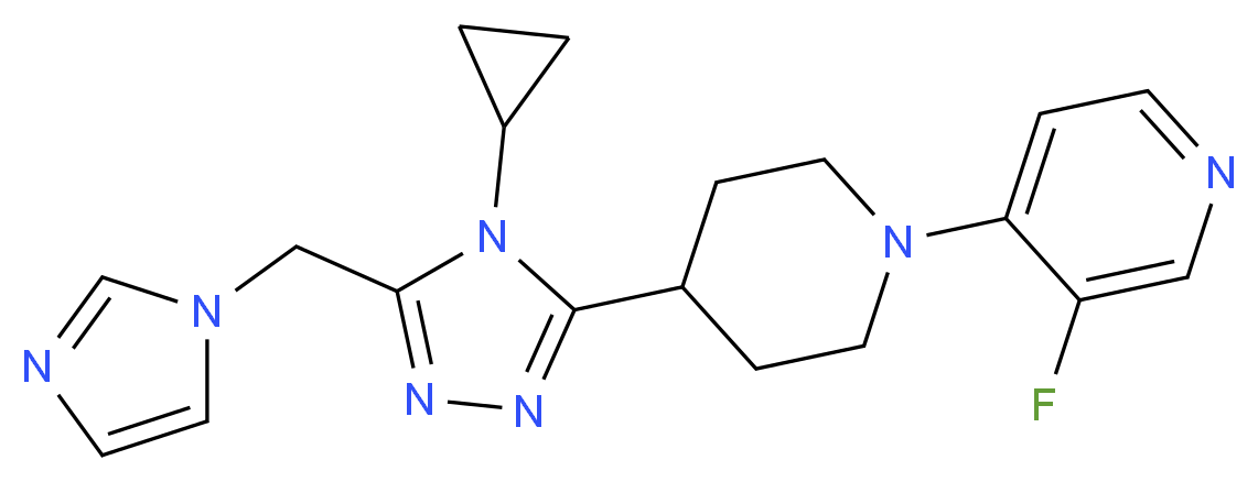 4-{4-[4-cyclopropyl-5-(1H-imidazol-1-ylmethyl)-4H-1,2,4-triazol-3-yl]piperidin-1-yl}-3-fluoropyridine_分子结构_CAS_)