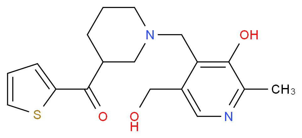 (1-{[3-hydroxy-5-(hydroxymethyl)-2-methylpyridin-4-yl]methyl}piperidin-3-yl)(2-thienyl)methanone_分子结构_CAS_)