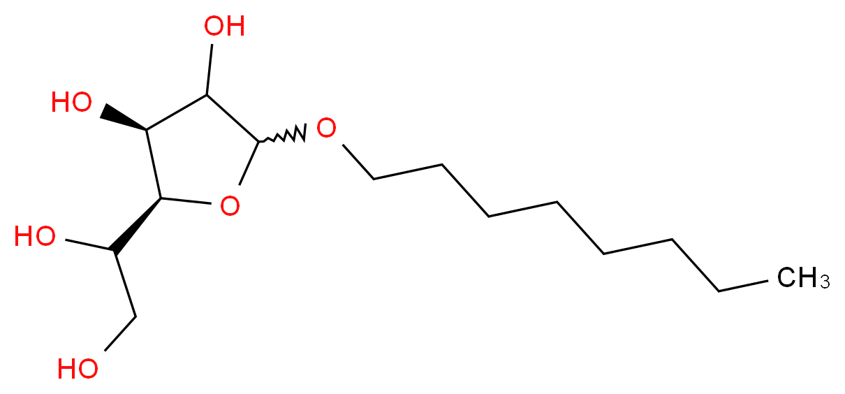 (2S,3S)-2-(1,2-dihydroxyethyl)-5-(octyloxy)oxolane-3,4-diol_分子结构_CAS_202403-49-4