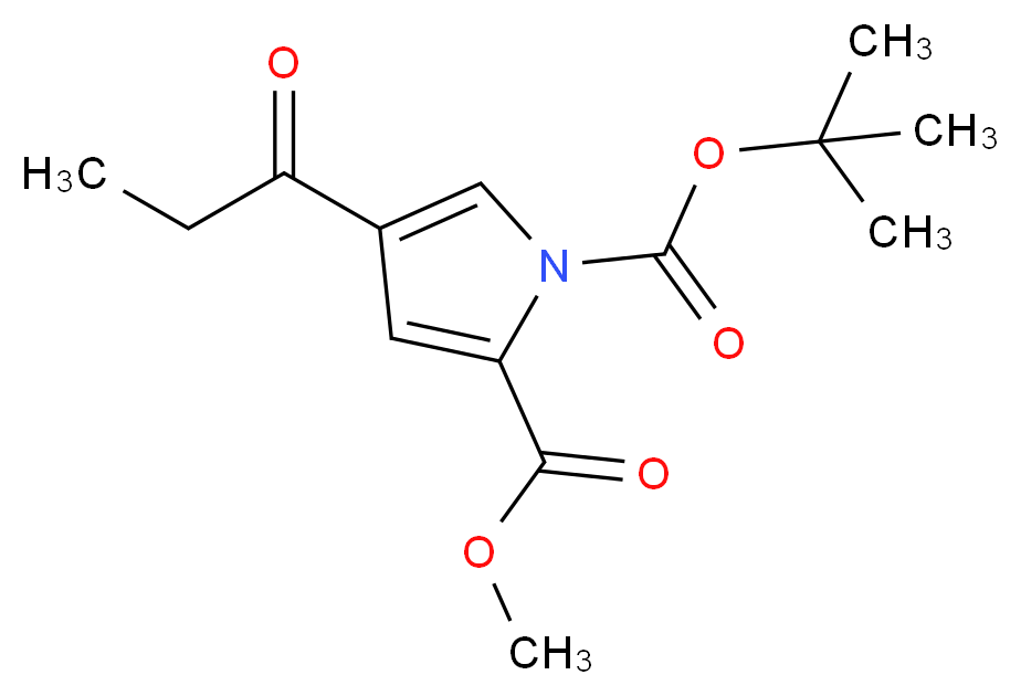 1-(tert-Butyl) 2-methyl 4-propionyl-1H-pyrrole-1,2-dicarboxylate_分子结构_CAS_)