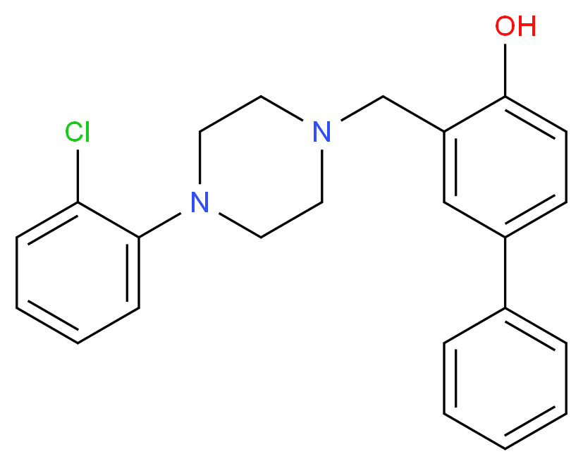 3-{[4-(2-chlorophenyl)-1-piperazinyl]methyl}-4-biphenylol_分子结构_CAS_)
