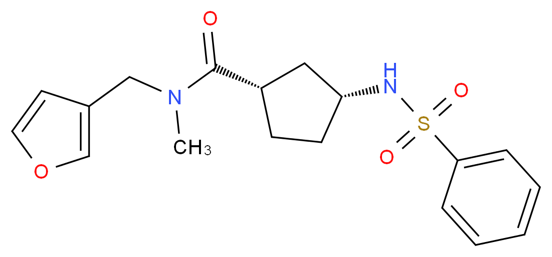 (1S*,3R*)-N-(3-furylmethyl)-N-methyl-3-[(phenylsulfonyl)amino]cyclopentanecarboxamide_分子结构_CAS_)