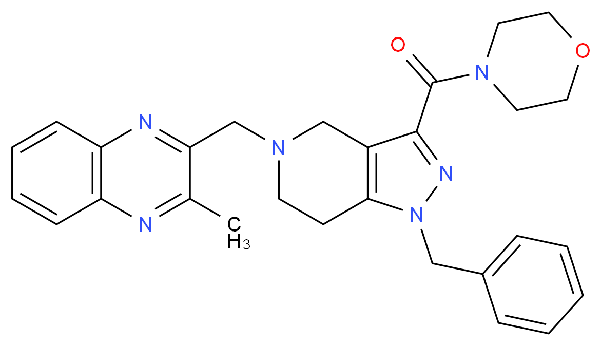 2-{[1-benzyl-3-(4-morpholinylcarbonyl)-1,4,6,7-tetrahydro-5H-pyrazolo[4,3-c]pyridin-5-yl]methyl}-3-methylquinoxaline_分子结构_CAS_)
