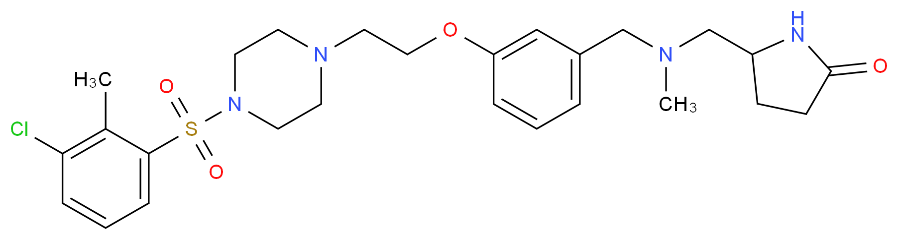 5-{[[3-(2-{4-[(3-chloro-2-methylphenyl)sulfonyl]-1-piperazinyl}ethoxy)benzyl](methyl)amino]methyl}-2-pyrrolidinone_分子结构_CAS_)