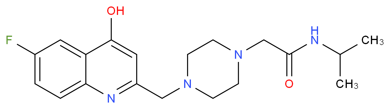2-{4-[(6-fluoro-4-hydroxyquinolin-2-yl)methyl]piperazin-1-yl}-N-isopropylacetamide_分子结构_CAS_)