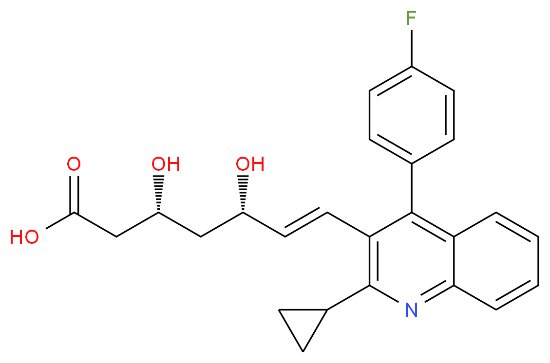 (3R,5S,6E)-7-[2-cyclopropyl-4-(4-fluorophenyl)quinolin-3-yl]-3,5-dihydroxyhept-6-enoic acid_分子结构_CAS_147526-32-7