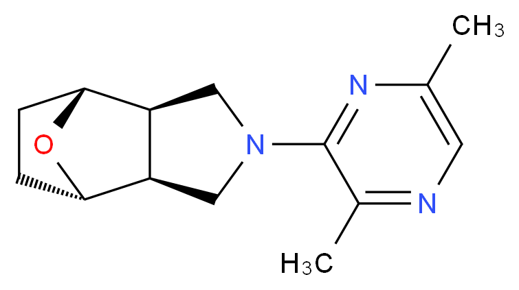 (1R*,2R*,6S*,7S*)-4-(3,6-dimethyl-2-pyrazinyl)-10-oxa-4-azatricyclo[5.2.1.0~2,6~]decane_分子结构_CAS_)