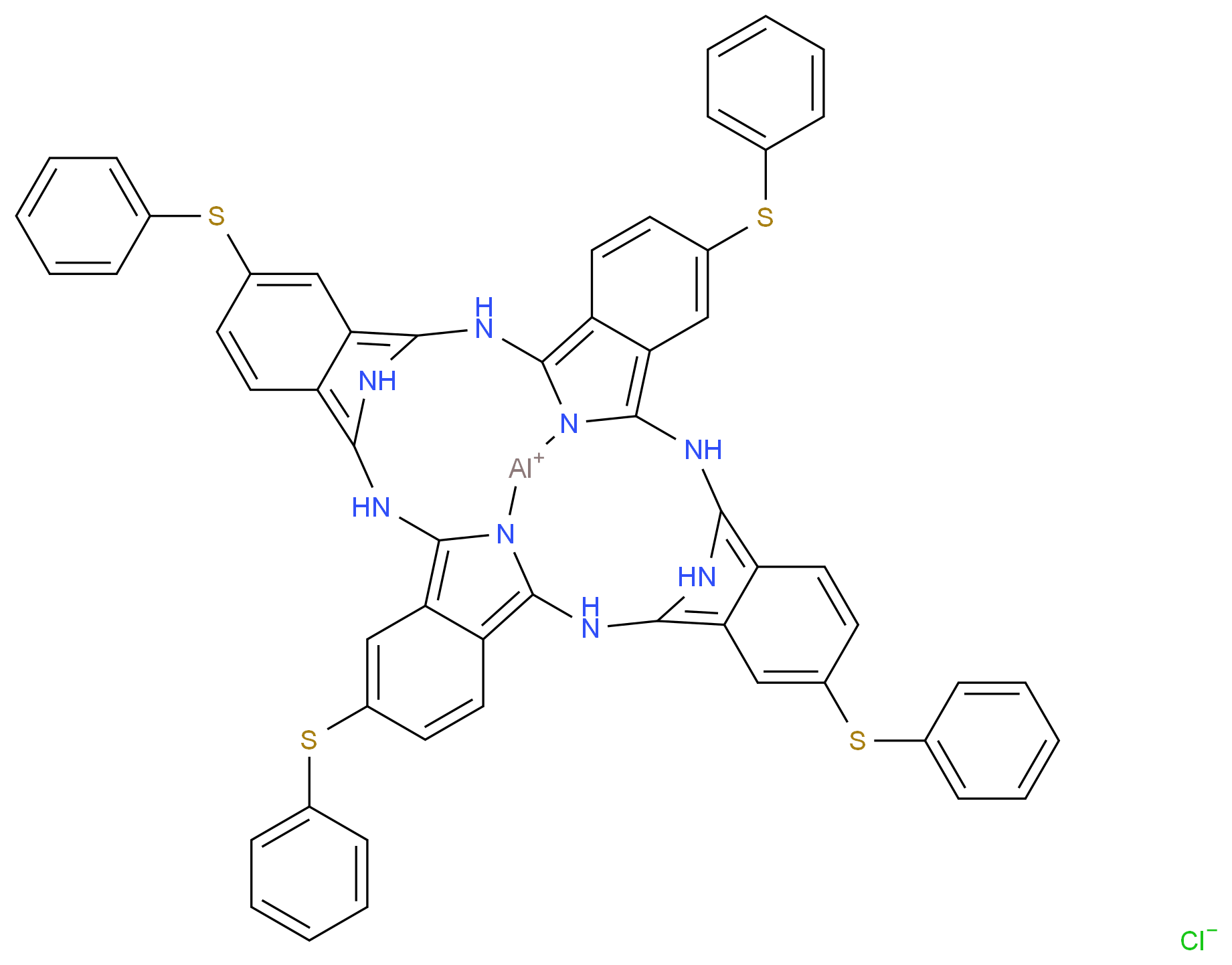 2,9,16,23-四(苯基硫代)-29H,31H-酞菁氯化铝_分子结构_CAS_155613-95-9)