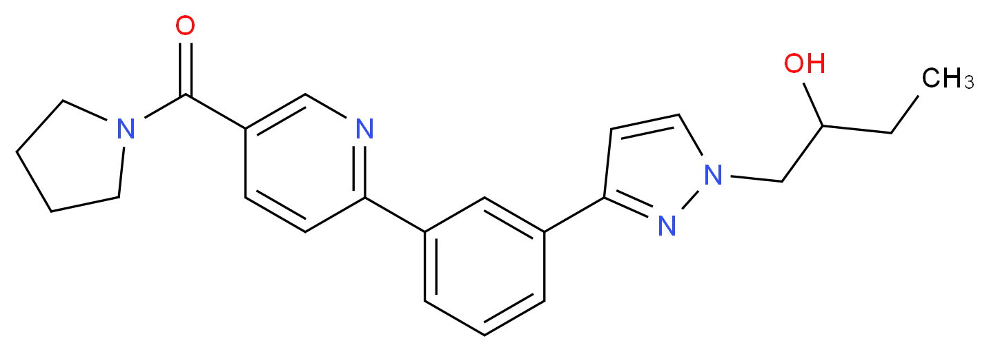 1-(3-{3-[5-(1-pyrrolidinylcarbonyl)-2-pyridinyl]phenyl}-1H-pyrazol-1-yl)-2-butanol_分子结构_CAS_)