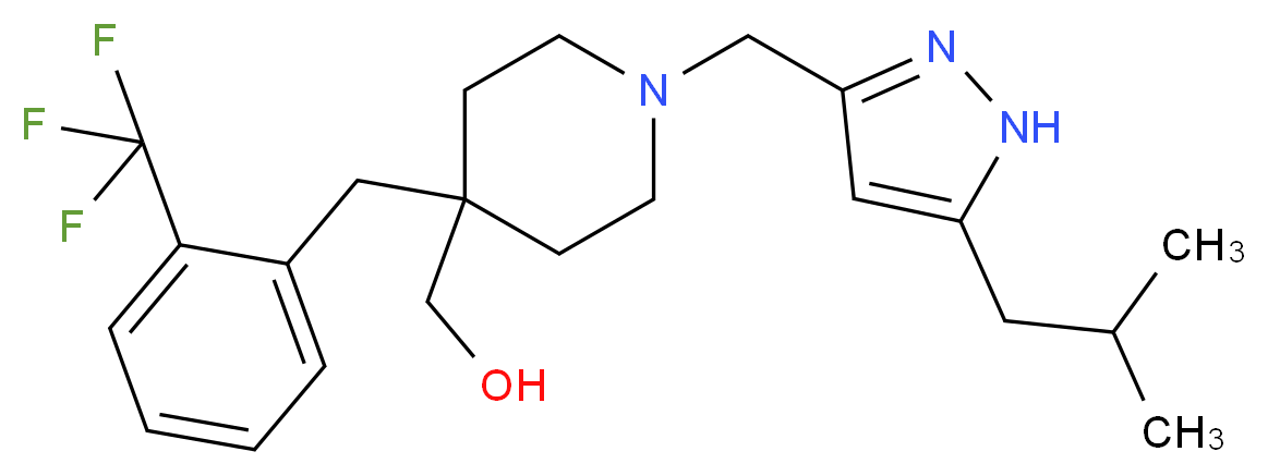 {1-[(5-isobutyl-1H-pyrazol-3-yl)methyl]-4-[2-(trifluoromethyl)benzyl]-4-piperidinyl}methanol_分子结构_CAS_)