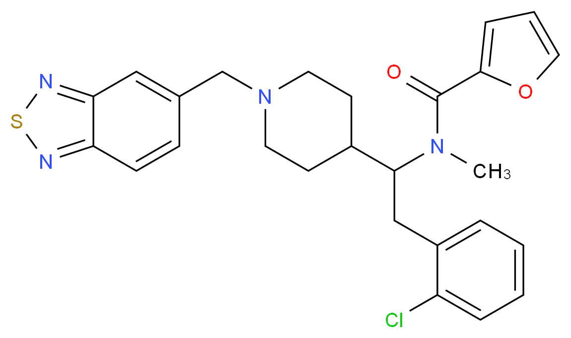 N-[1-[1-(2,1,3-benzothiadiazol-5-ylmethyl)-4-piperidinyl]-2-(2-chlorophenyl)ethyl]-N-methyl-2-furamide_分子结构_CAS_)