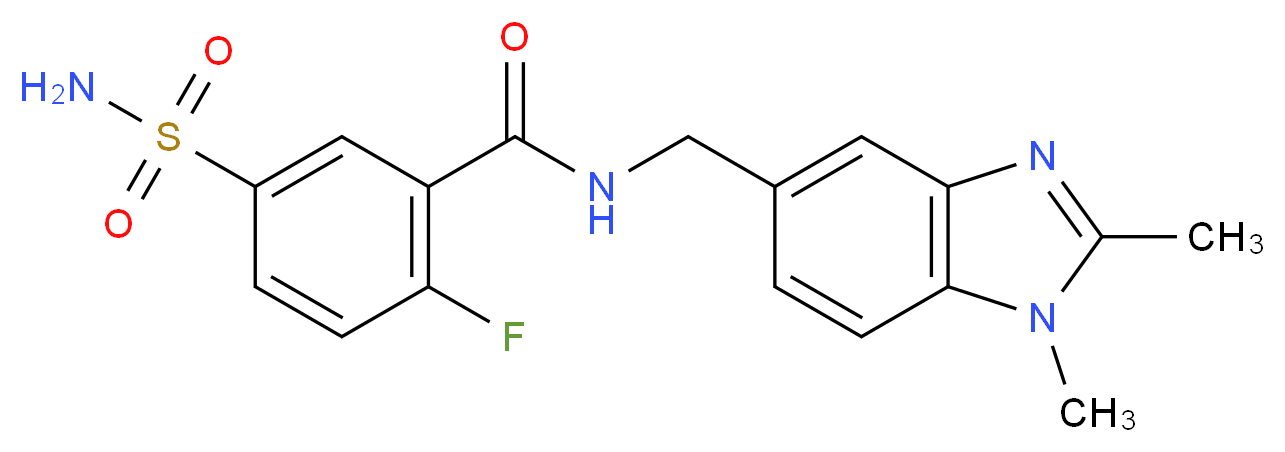 5-(aminosulfonyl)-N-[(1,2-dimethyl-1H-benzimidazol-5-yl)methyl]-2-fluorobenzamide_分子结构_CAS_)