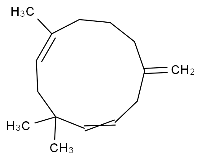 1,4,4-trimethyl-8-methylidenecycloundeca-1,5-diene_分子结构_CAS_116-04-1