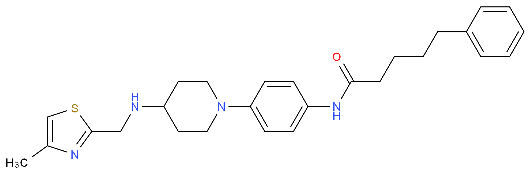 N-[4-(4-{[(4-methyl-1,3-thiazol-2-yl)methyl]amino}-1-piperidinyl)phenyl]-5-phenylpentanamide_分子结构_CAS_)