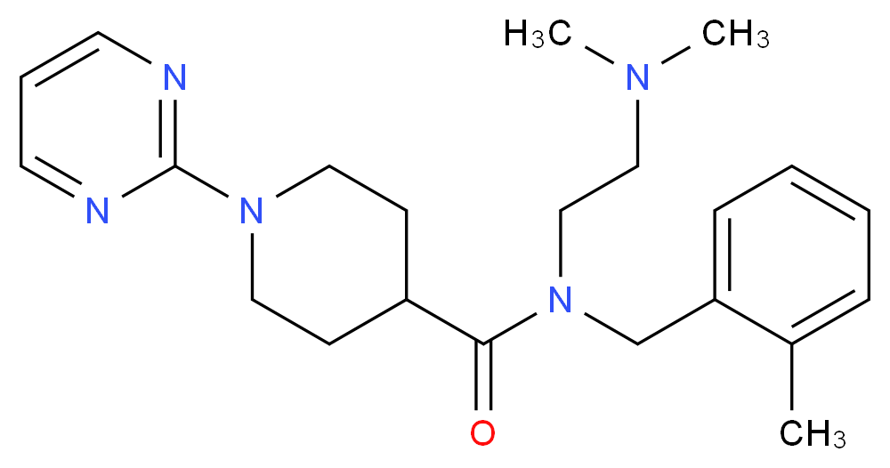 N-[2-(dimethylamino)ethyl]-N-(2-methylbenzyl)-1-pyrimidin-2-ylpiperidine-4-carboxamide_分子结构_CAS_)