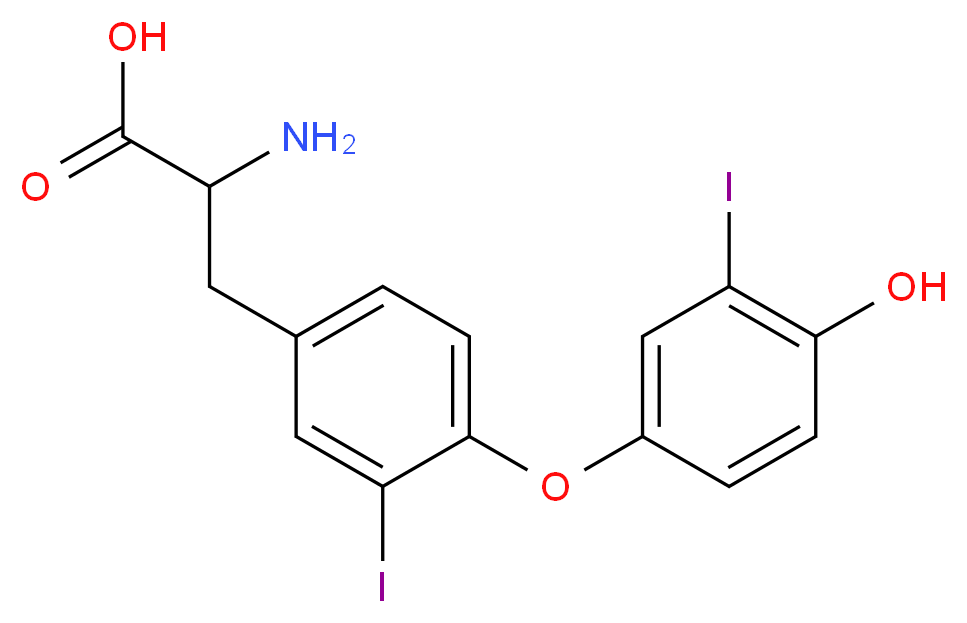 2-amino-3-[4-(4-hydroxy-3-iodophenoxy)-3-iodophenyl]propanoic acid_分子结构_CAS_70-40-6