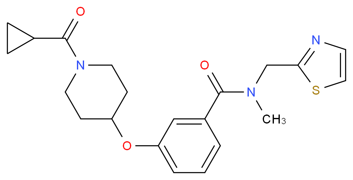 3-{[1-(cyclopropylcarbonyl)-4-piperidinyl]oxy}-N-methyl-N-(1,3-thiazol-2-ylmethyl)benzamide_分子结构_CAS_)