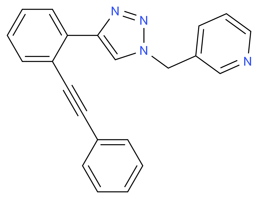 3-({4-[2-(phenylethynyl)phenyl]-1H-1,2,3-triazol-1-yl}methyl)pyridine_分子结构_CAS_)