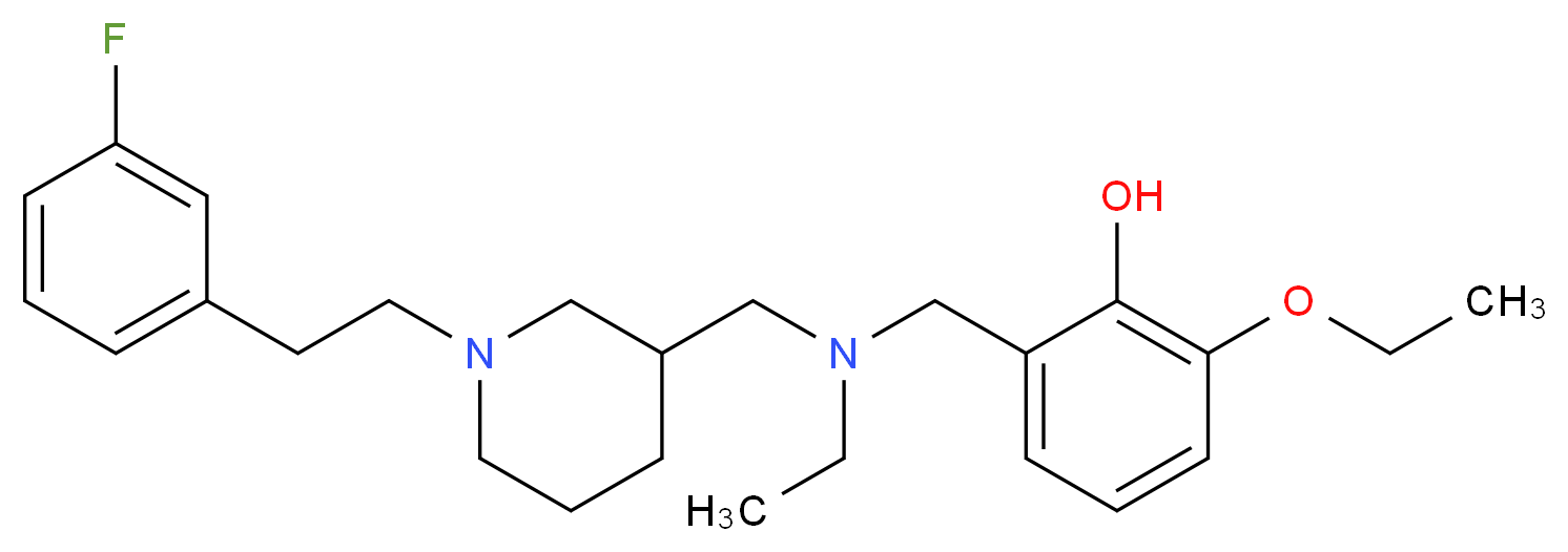 2-ethoxy-6-{[ethyl({1-[2-(3-fluorophenyl)ethyl]-3-piperidinyl}methyl)amino]methyl}phenol_分子结构_CAS_)