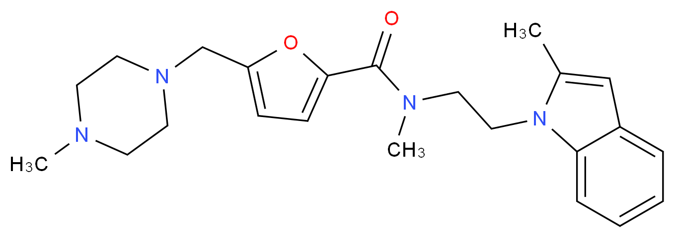 N-methyl-N-[2-(2-methyl-1H-indol-1-yl)ethyl]-5-[(4-methylpiperazin-1-yl)methyl]-2-furamide_分子结构_CAS_)