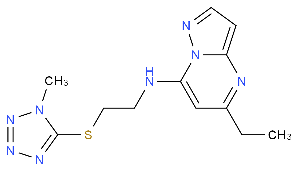 5-ethyl-N-{2-[(1-methyl-1H-tetrazol-5-yl)thio]ethyl}pyrazolo[1,5-a]pyrimidin-7-amine_分子结构_CAS_)
