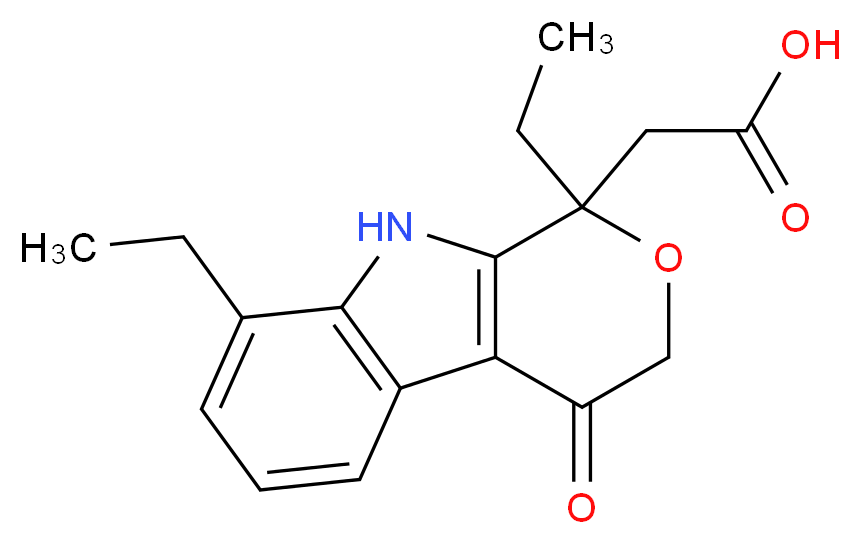 2-{1,8-diethyl-4-oxo-1H,3H,4H,9H-pyrano[3,4-b]indol-1-yl}acetic acid_分子结构_CAS_111478-86-5