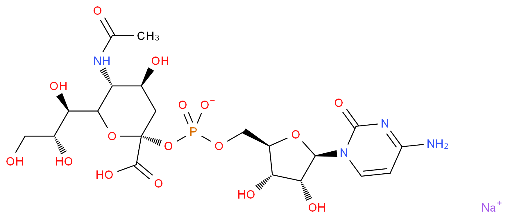 Cytidine-5′-monophospho-N-acetylneuraminic acid sodium salt_分子结构_CAS_3063-71-6)