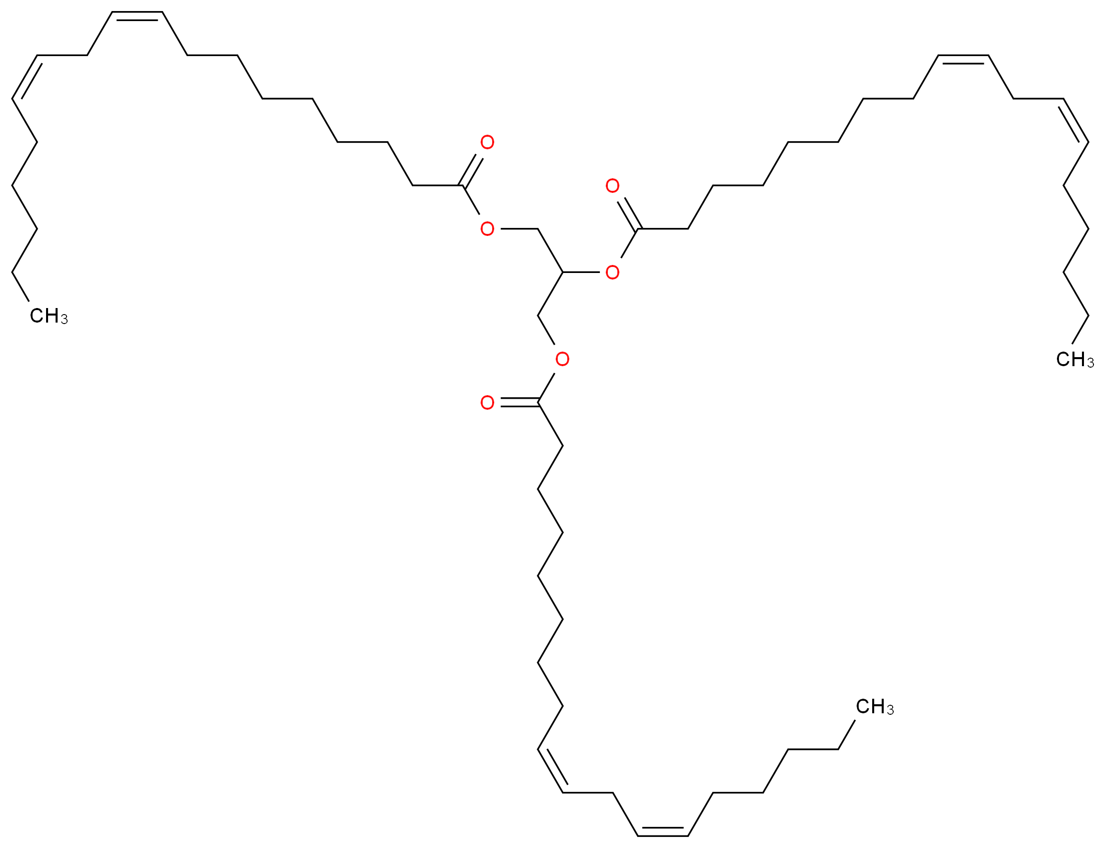 1,3-bis[(9Z,12Z)-octadeca-9,12-dienoyloxy]propan-2-yl (9Z,12Z)-octadeca-9,12-dienoate_分子结构_CAS_537-40-6