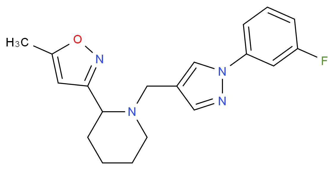 1-{[1-(3-fluorophenyl)-1H-pyrazol-4-yl]methyl}-2-(5-methylisoxazol-3-yl)piperidine_分子结构_CAS_)