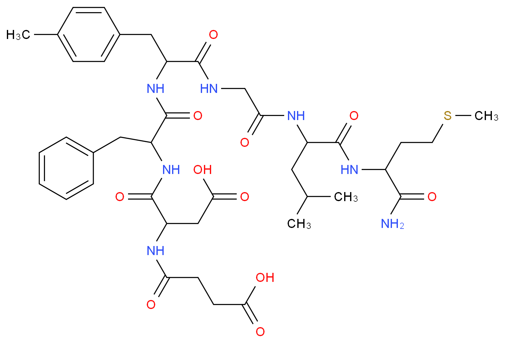 3-[(1-{[1-({[(1-{[1-carbamoyl-3-(methylsulfanyl)propyl]carbamoyl}-3-methylbutyl)carbamoyl]methyl}carbamoyl)-2-(4-methylphenyl)ethyl]carbamoyl}-2-phenylethyl)carbamoyl]-3-(3-carboxypropanamido)propanoic acid_分子结构_CAS_106128-89-6