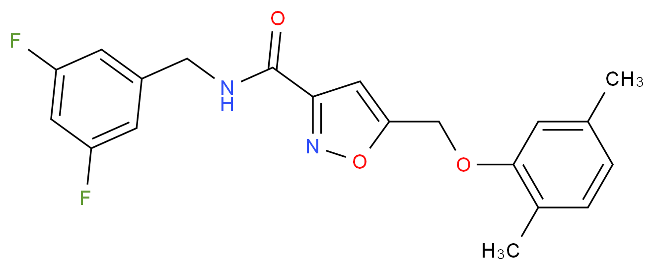 N-(3,5-difluorobenzyl)-5-[(2,5-dimethylphenoxy)methyl]-3-isoxazolecarboxamide_分子结构_CAS_)