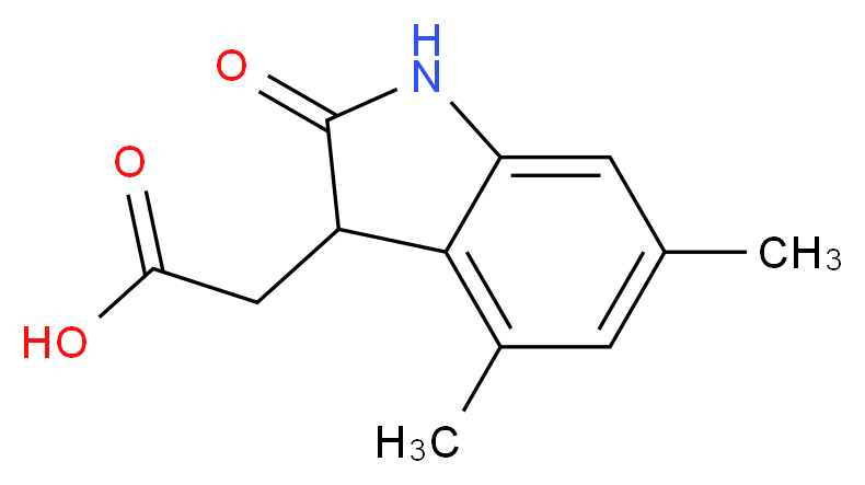 2-(4,6-dimethyl-2-oxo-2,3-dihydro-1H-indol-3-yl)acetic acid_分子结构_CAS_915922-61-1