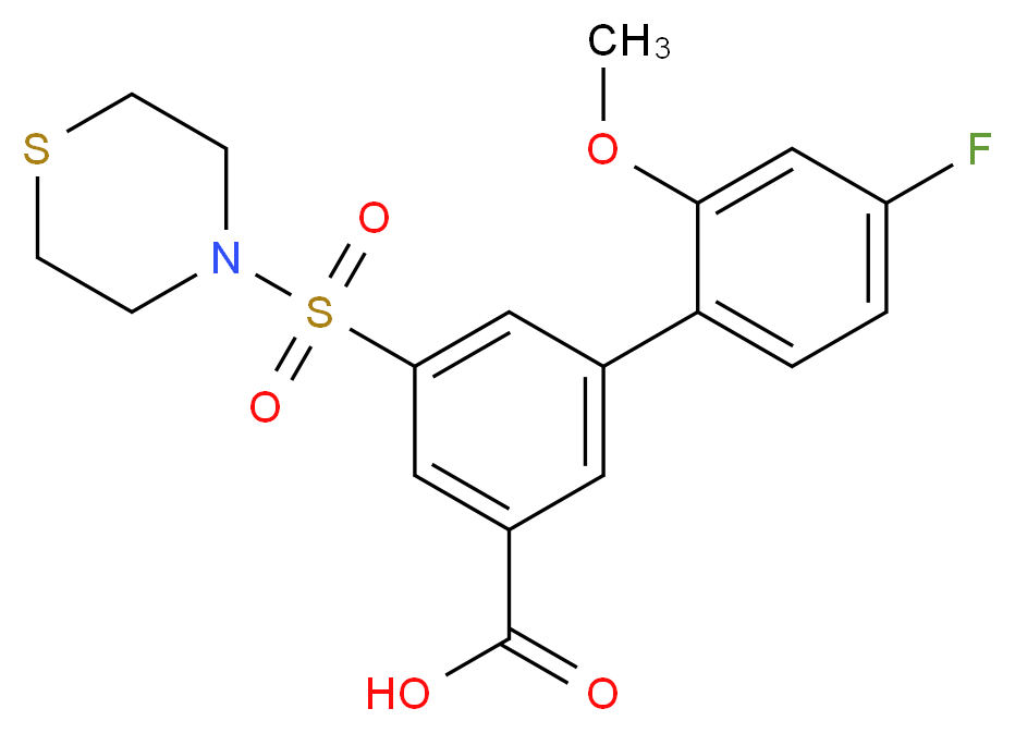 4'-fluoro-2'-methoxy-5-(thiomorpholin-4-ylsulfonyl)biphenyl-3-carboxylic acid_分子结构_CAS_)